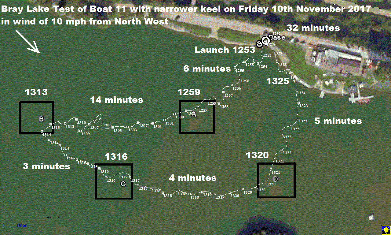 GPS Logger plot for Boat 11 on 10th November 2017