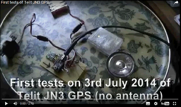 Video of Telit JN3 GPS test in July 2014