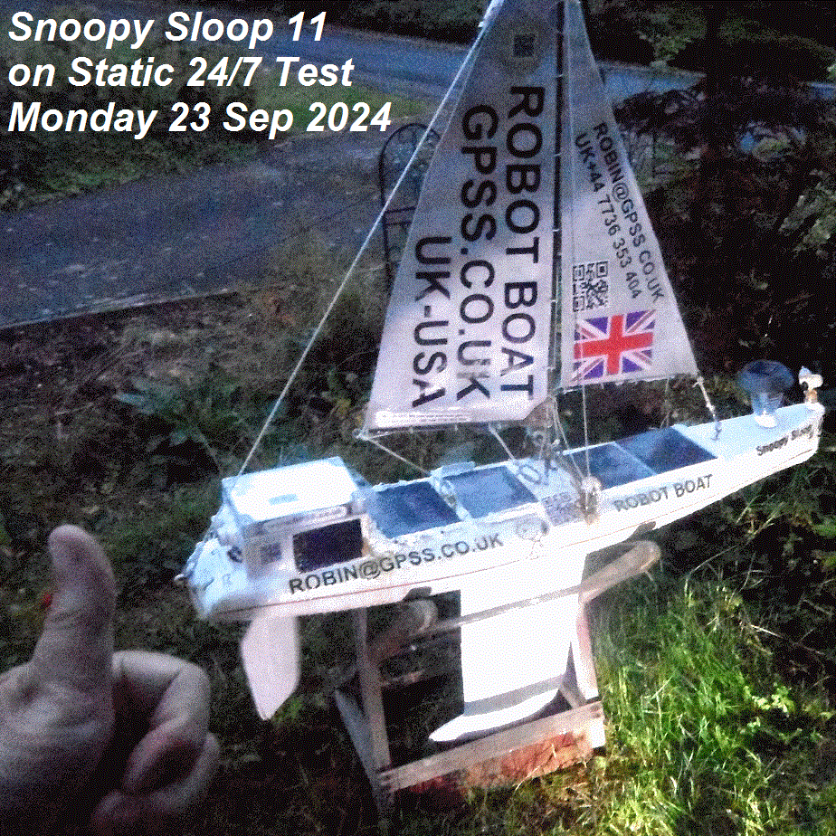 Snoopy Sloop 11 on 24/7 Static Test 23rd September 2024 August 2024