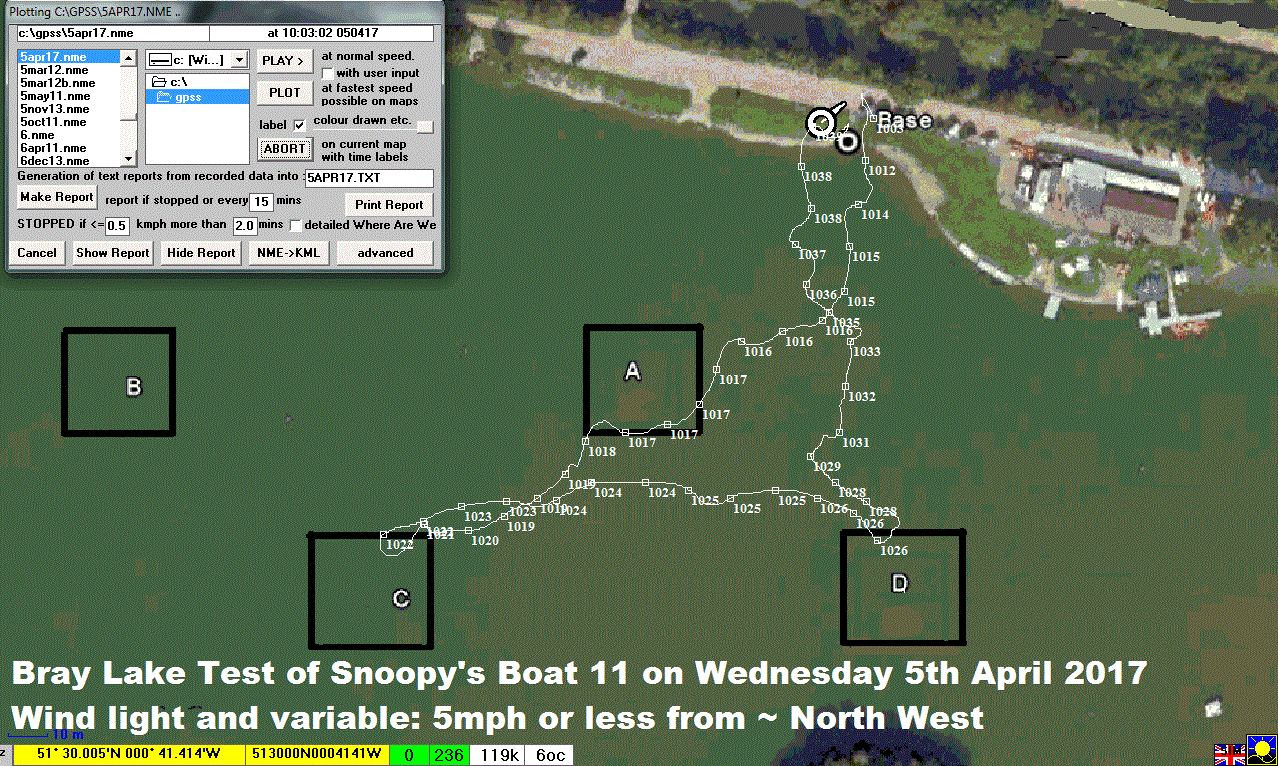 GPS Plot Test of Boat 11 on 5th April 2017