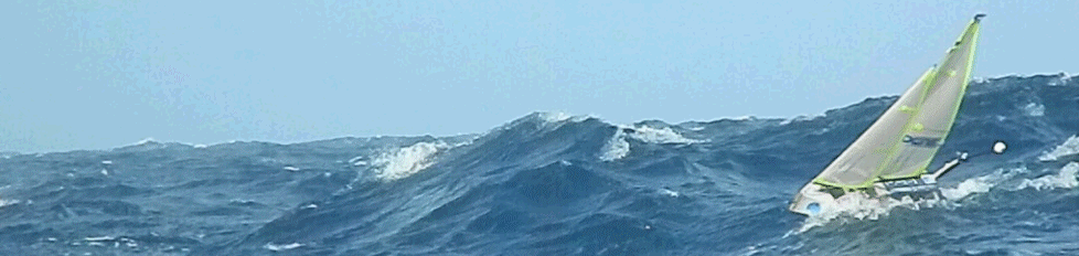 robot boat from the French Team, braving the Atlantic waves !