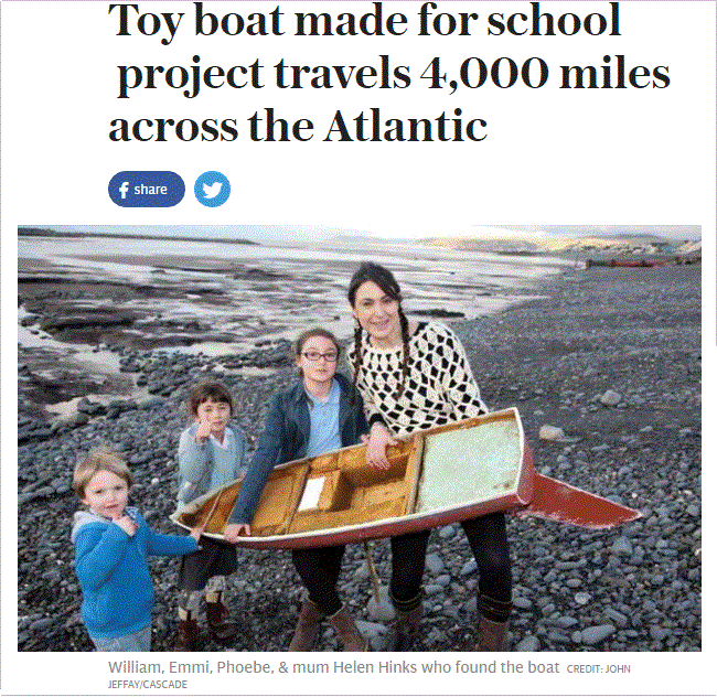 Toy boat near Aberystwyth