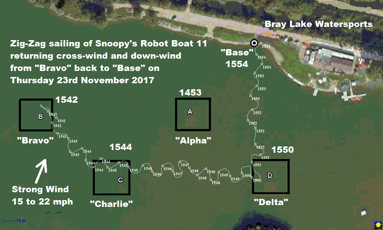 End of GPS Logger #1 plot of Boat 11 on 23 Nov 2017