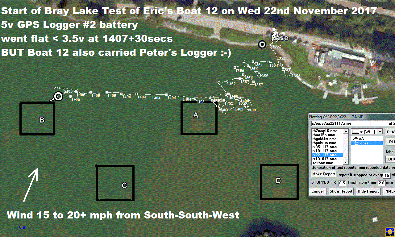 GPS Logger #2 Plot of Boat 12 on 22nd November 2017