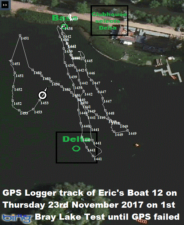 GPS Logger #2 plot of Boat 12 on 23 Nov 2017